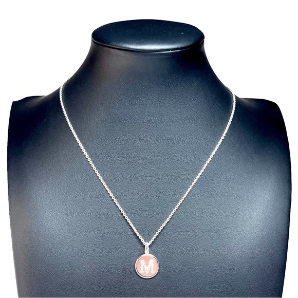 Unlisted "M" Initial Monogram Necklace Silver Sparkle 17-19" - Picture 1 of 11